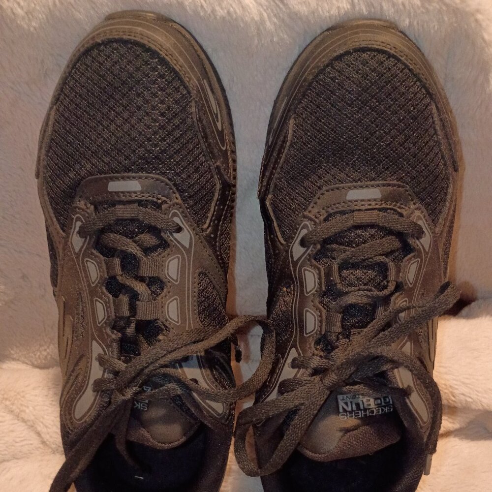 Skechers Go Run, Black, Leather & Mesh, Sneakers Women's Size 10